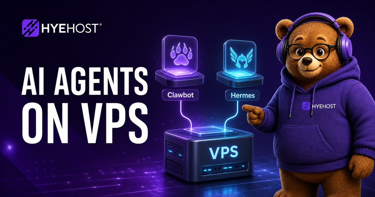 AI Agent VPS: Clawbot and Hermes HYEHOST blog artwork